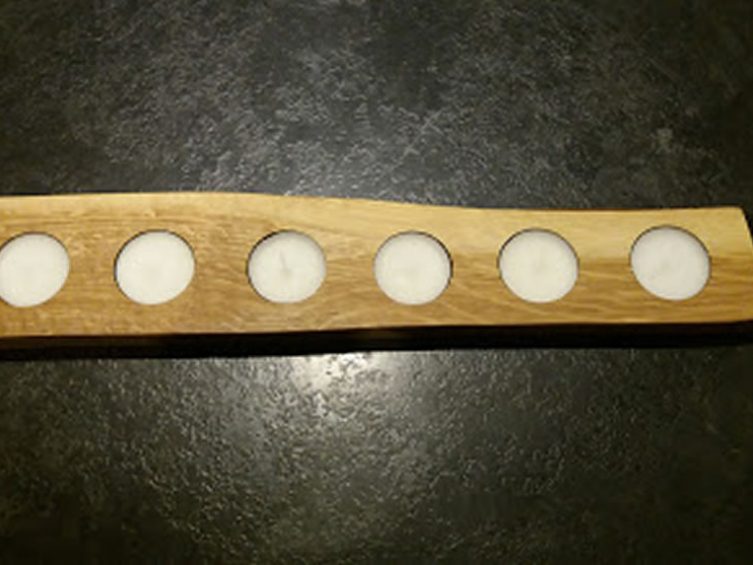 Solid Oak Candle / Egg Holder X6 Tea Lights