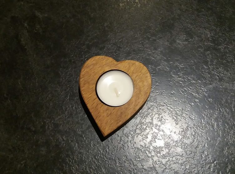 Solid Oak Heart Shaped Single Candle / Egg Cup